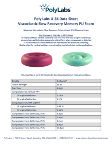 U-34 Viscoelastic Slow Recovery Memory Foam Data Sheet